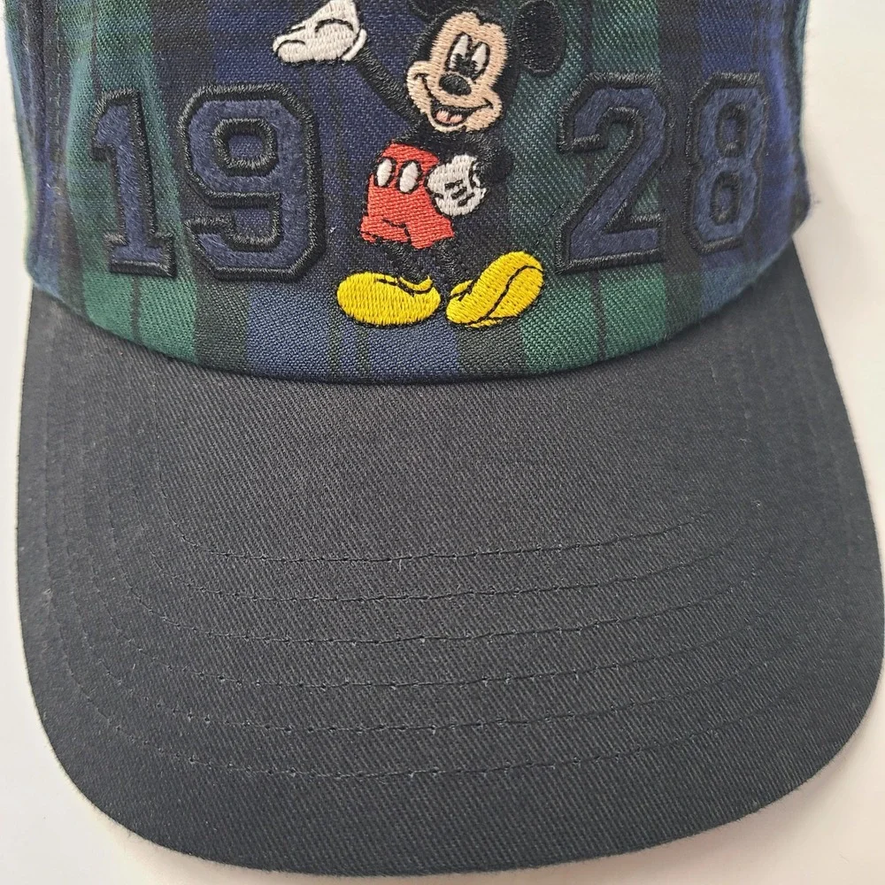 Mickey Mouse Hat‎ Adjustable Disney Blue Green Black Plaid 1928 Logo Casual Men